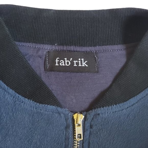 Fab'rik blue & black zip up long sleeve jacket sz S - Picture 11 of 12
